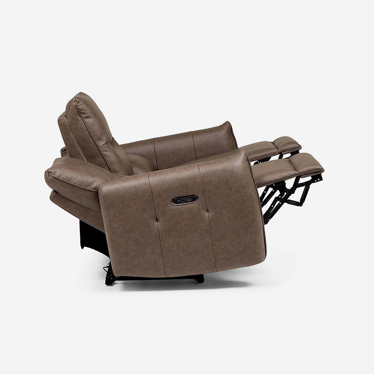 Sofá Reclinable Kano 3 Cuerpos Eléctrico Tela Café-6