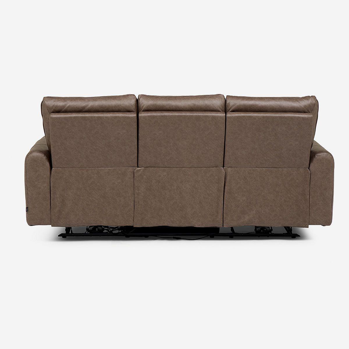 Sofá Reclinable Kano 3 Cuerpos Eléctrico Tela Café-9