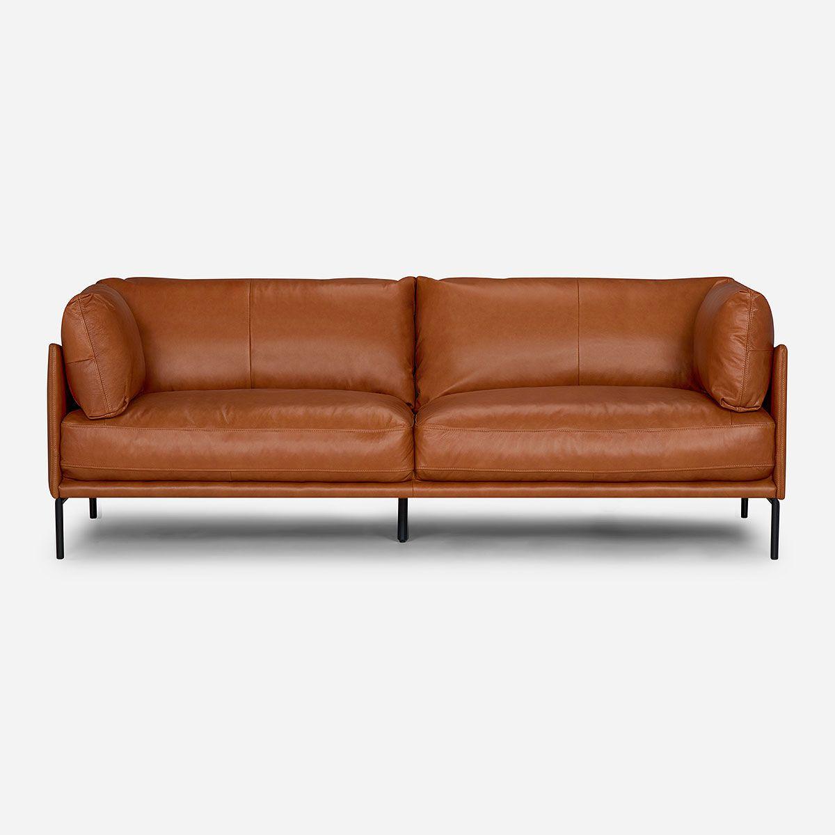 Sofá Rosen Thamova 3,5 Cuerpos Cuero Zapallo-1