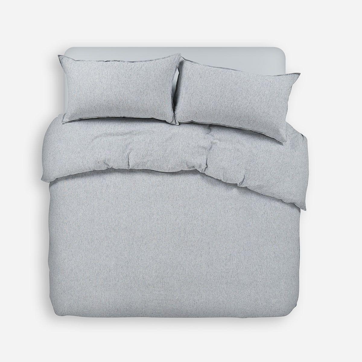 Funda Plumón Froens Lino-Algodón Rayas Gris Súper King-0