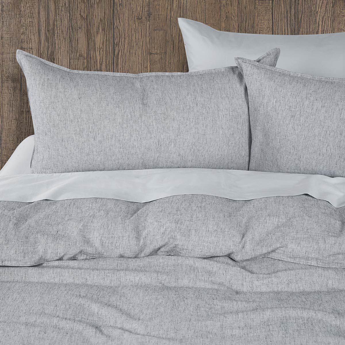 Funda Plumón Froens Lino-Algodón Rayas Gris Súper King-1