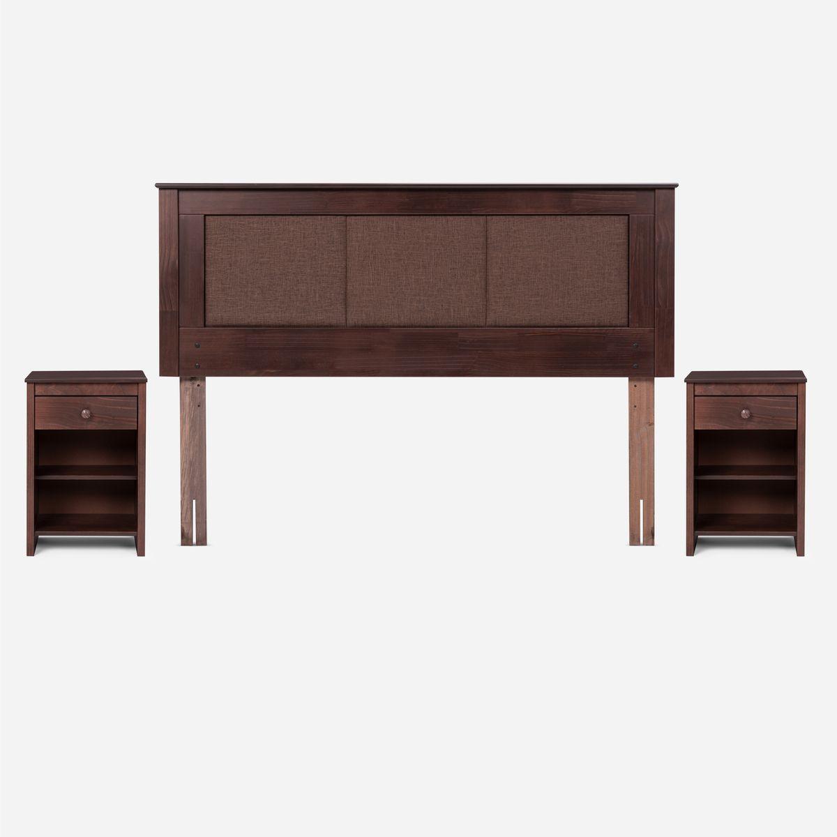 Cama Europea Pratta 2 Pl Pata Madera BN + Respaldo y Velador-2