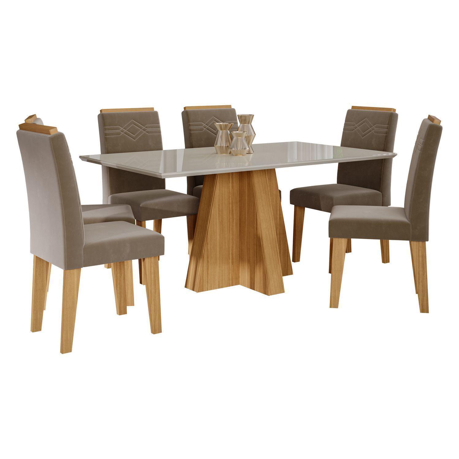 Juego de Comedor Patricia Crema 6 Sillas 1,6x0,8-0