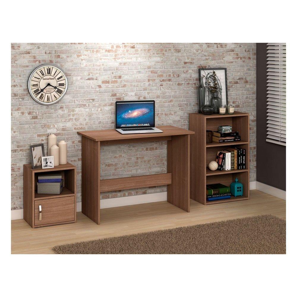 Juego Escritorio + Estante y Cajonera Café TERRA-1