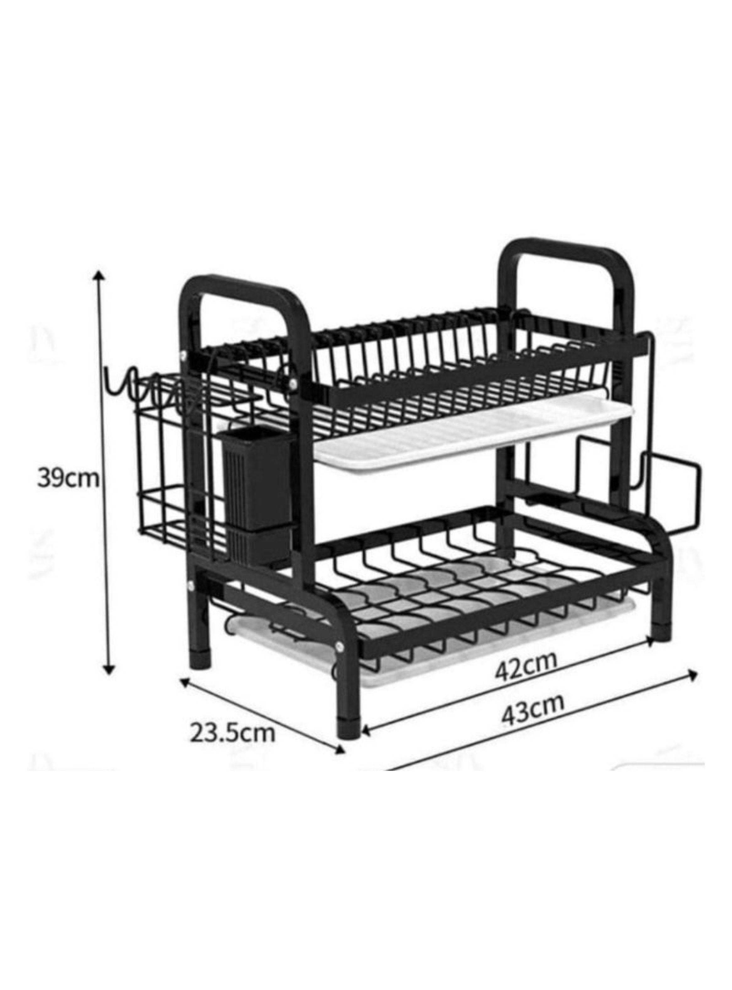 ESCURRIDOR SECAPLATOS 2 NIVELFIERRO CROMADO DOBLE BANDEJA PARA DESAGUE WM-2