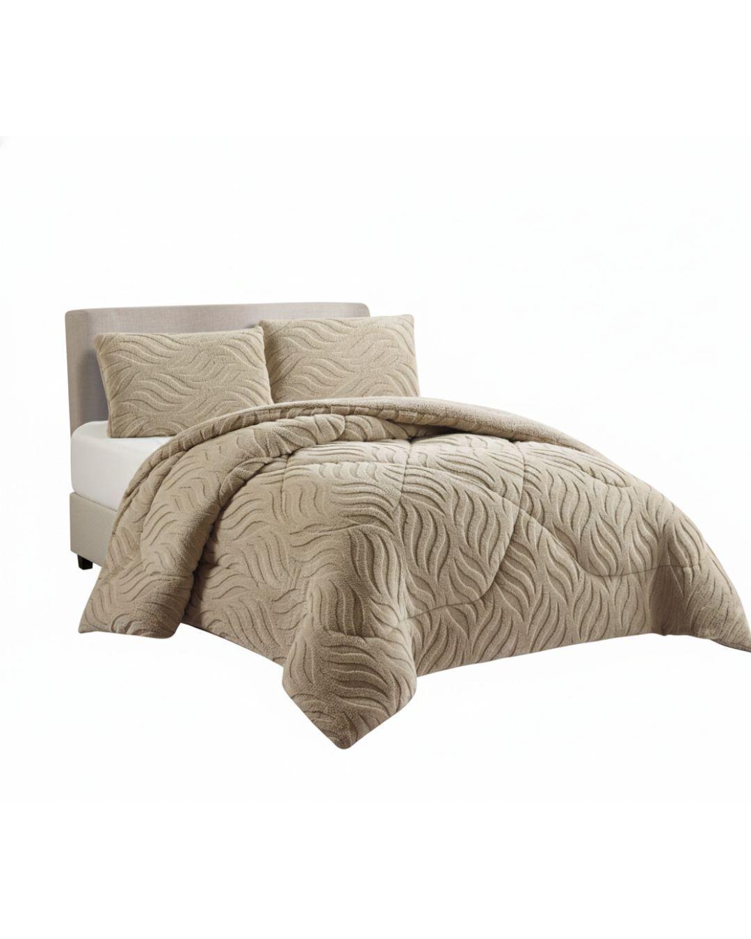 Cobertores elegantes de invierno texturizado con chiporro Relieve Hojas RB 2.PLAZAS TF.-0