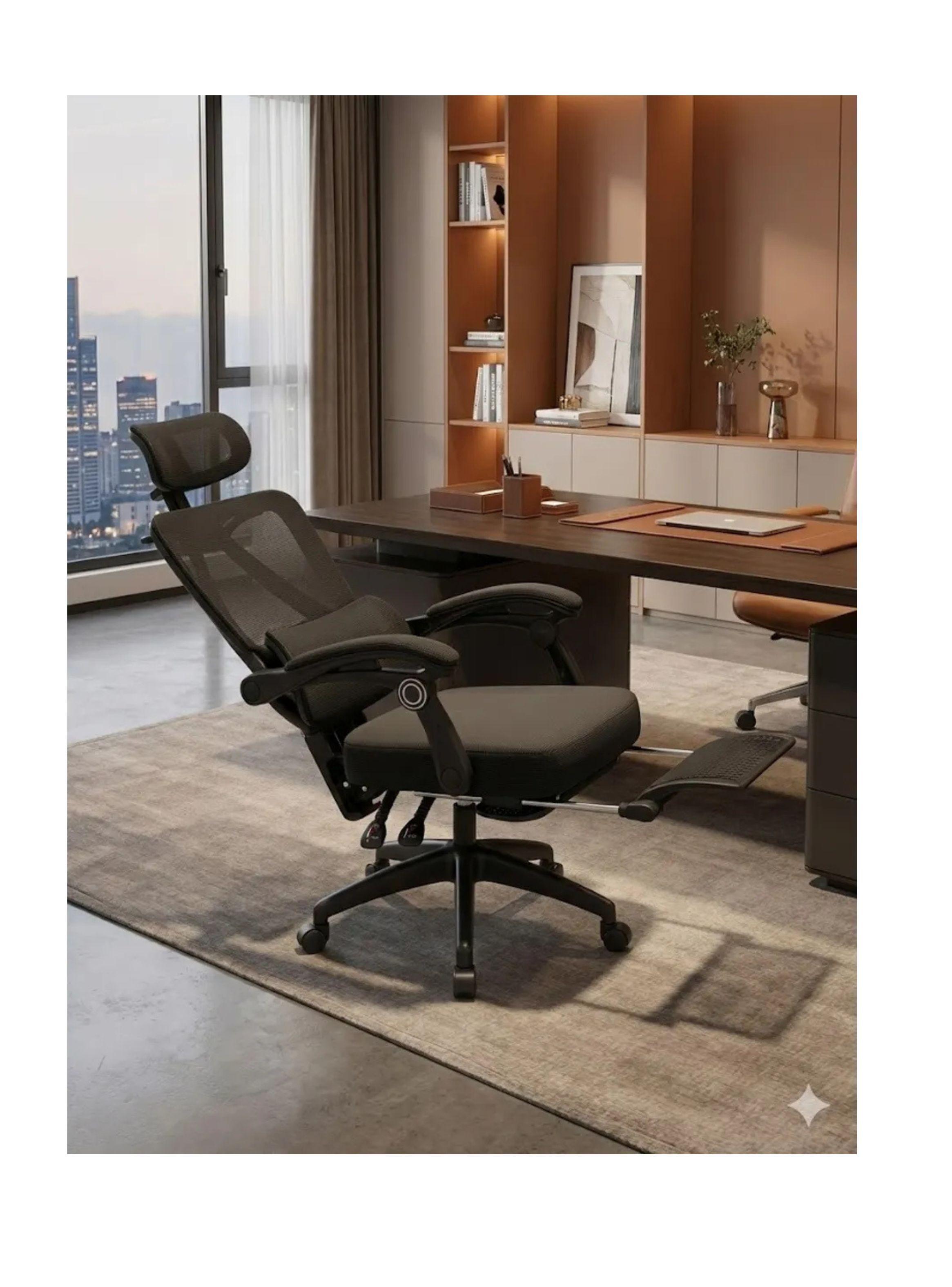 SILLA DE ESCRITORIO OFICINA ERGONOMICA, RECLINABLE CON REPOSA PIES , CABEZA Y RUEDAS-2