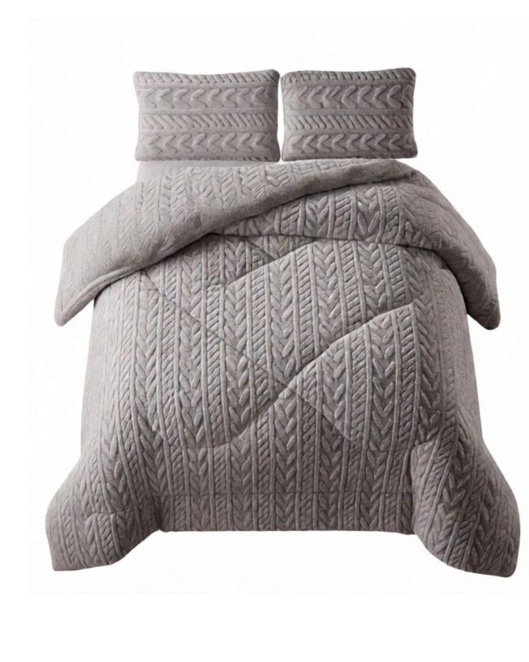 Cobertores de inverno texturizado Diseño Trenzado con chiporro 2.PLAZAS-TF-2