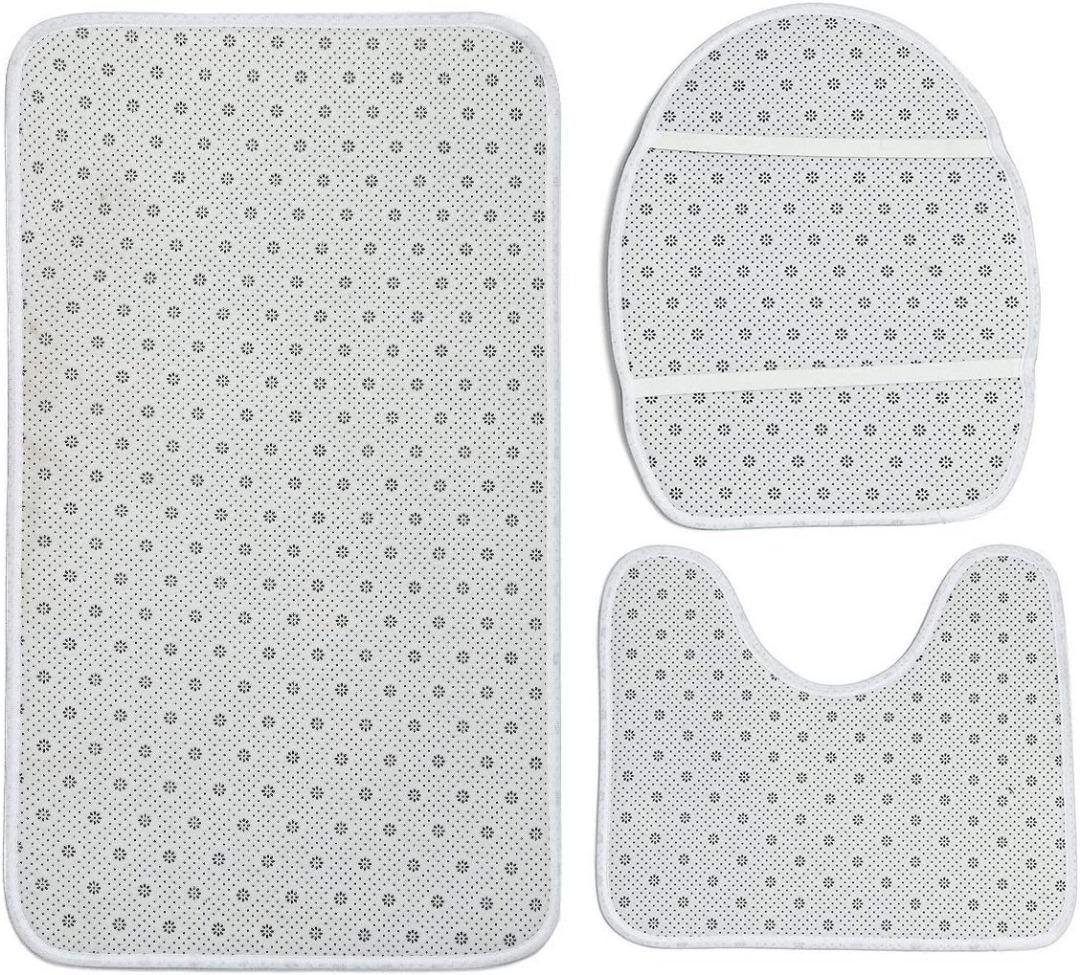 < Juego De Baño Set 4 Piezas Cortina Alfombra Cubre Inodoro >-2