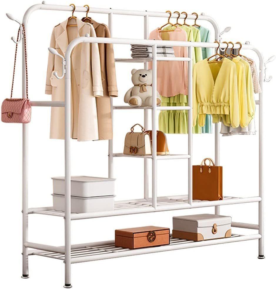 PERCHERO DOBLE BARRA CON ESTANTE DE PISO Y CENTRAL UNICOLOR 153X150X30 WYM-0