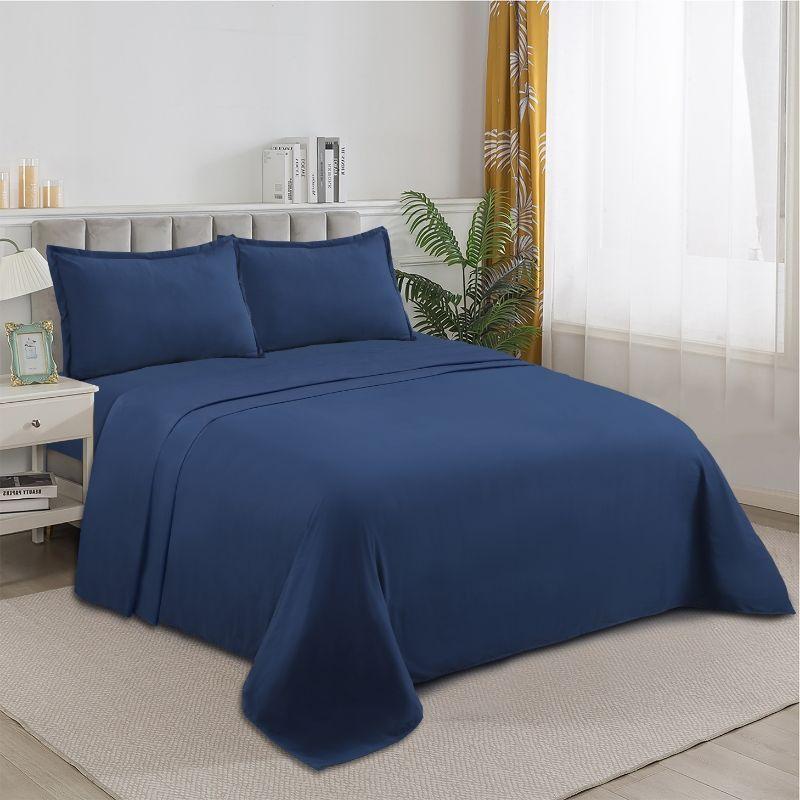 JUEGO DE SABANA AZUL KING UNICOLOR AJUSTE 360 TF-2