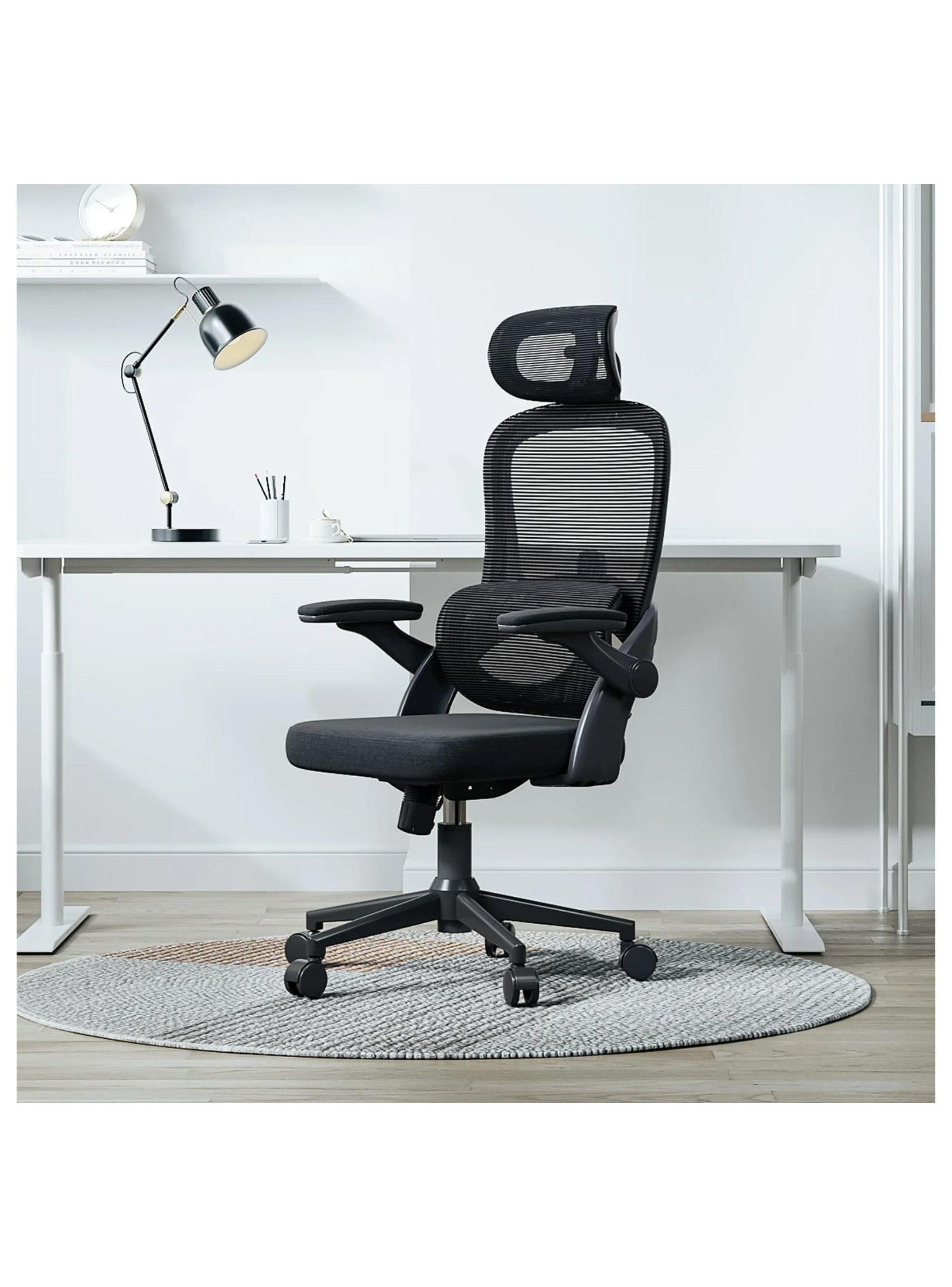 SILLA DE OFICINA GIRATORIA ACOLCHADA CON POSABRAZO ENMALLADA Y RESPALDO LUMBAR-7