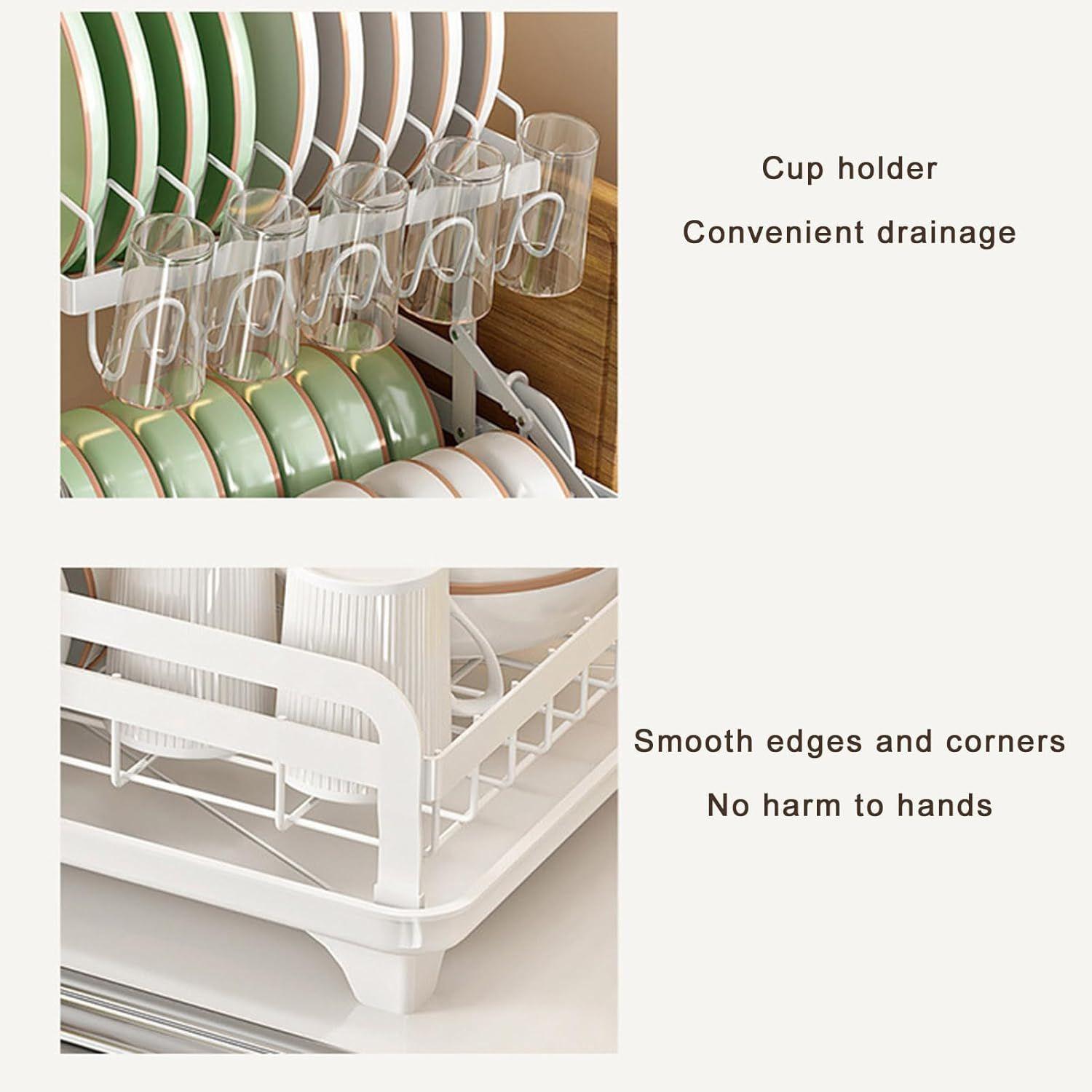 secaplatos escurridor rack escurridor de loza 2 niveles  organizador 42x28x29 cm wym-4