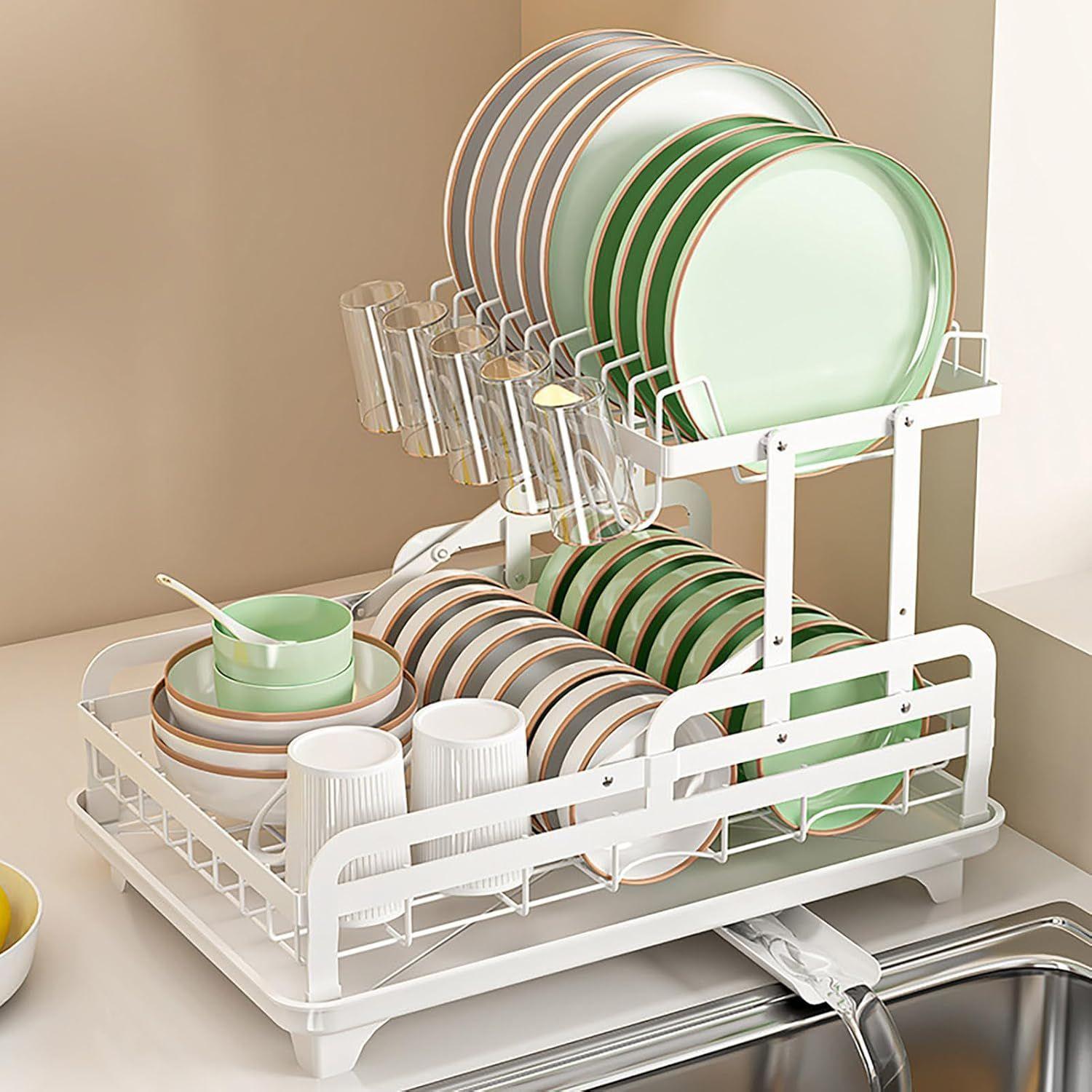 secaplatos escurridor rack escurridor de loza 2 niveles  organizador 42x28x29 cm wym-5