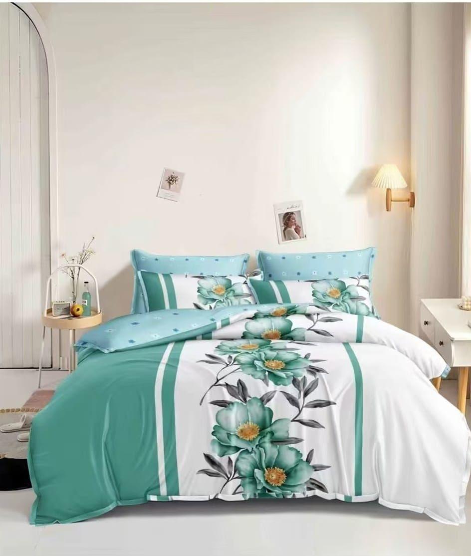 sabana plaza y media con diseño FLOR TURQUESA TF-0