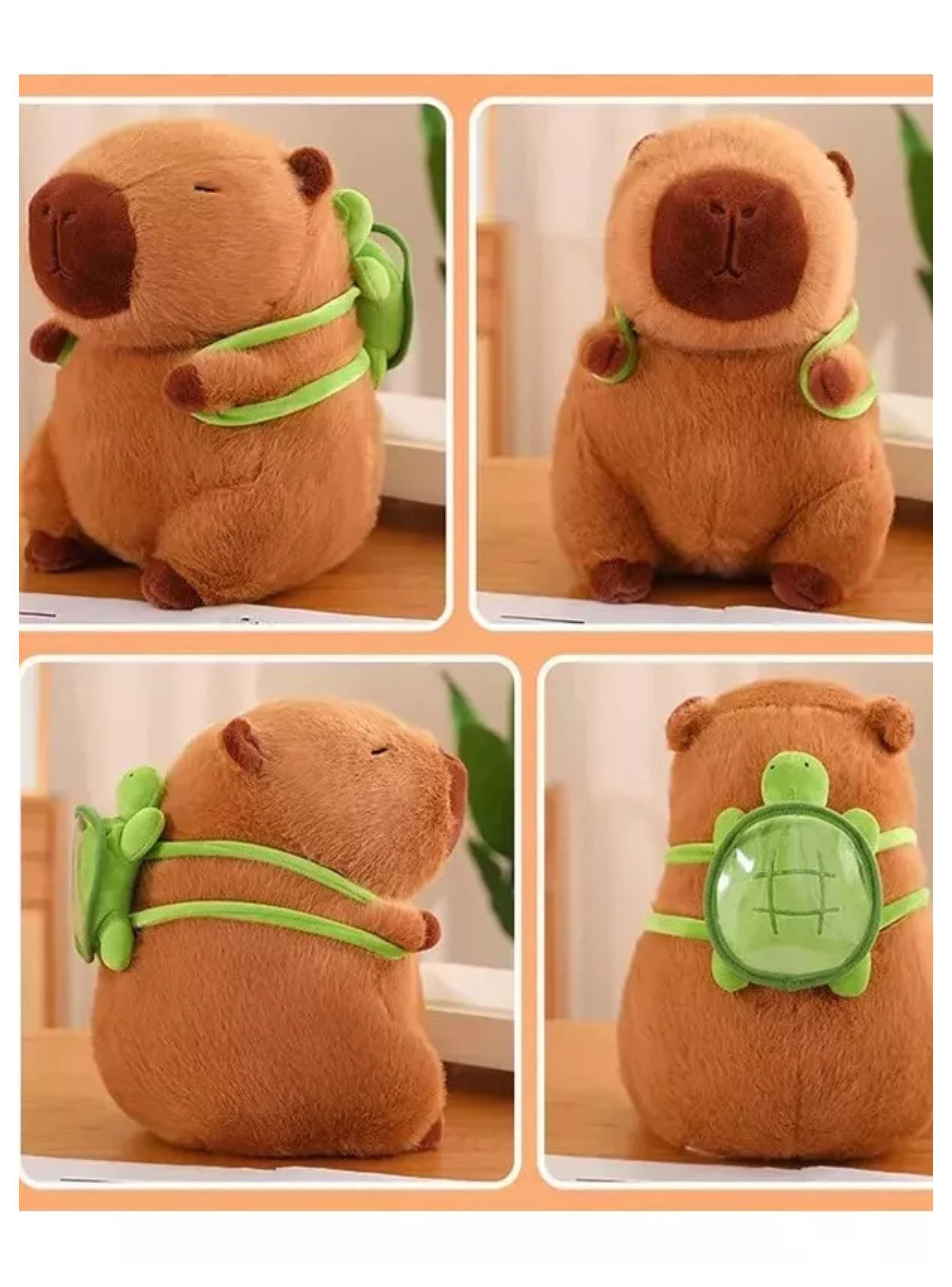 peluche capibara 22 cm con mochila tortuga -2