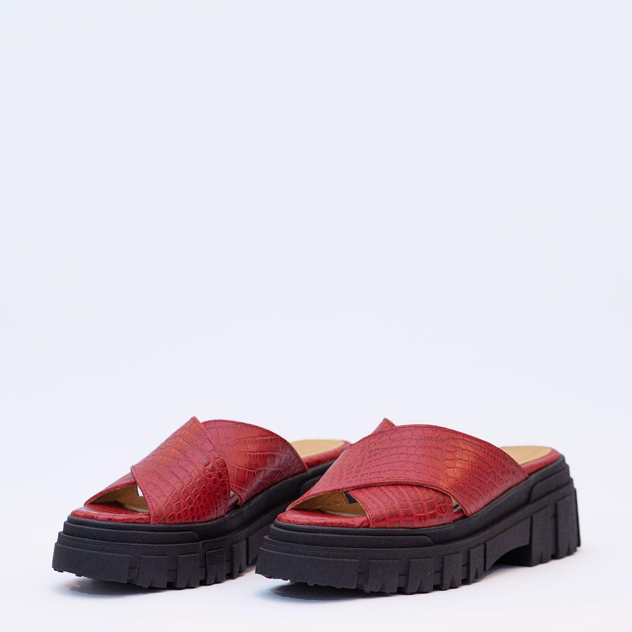 Sandalia Palermo Croco Rojo-0