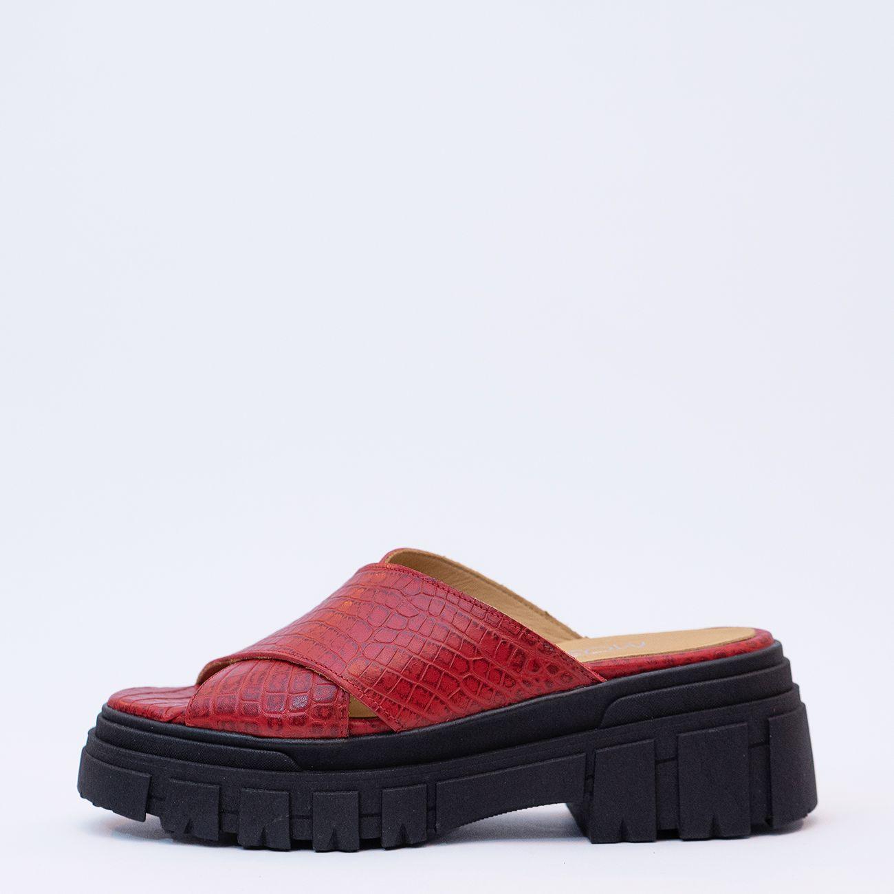 Sandalia Palermo Croco Rojo-1