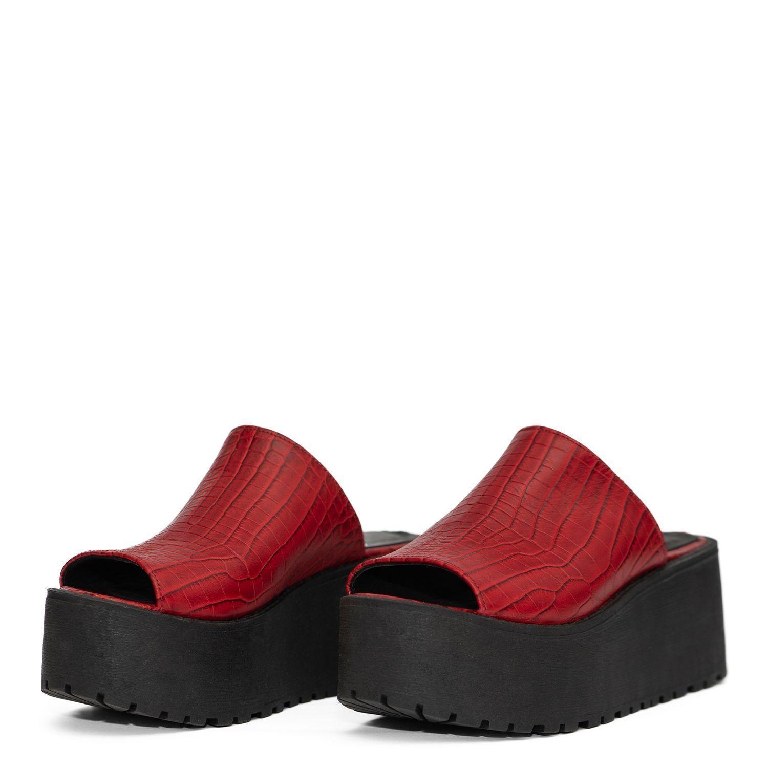 Sandalias Praga Croco Rojo-0