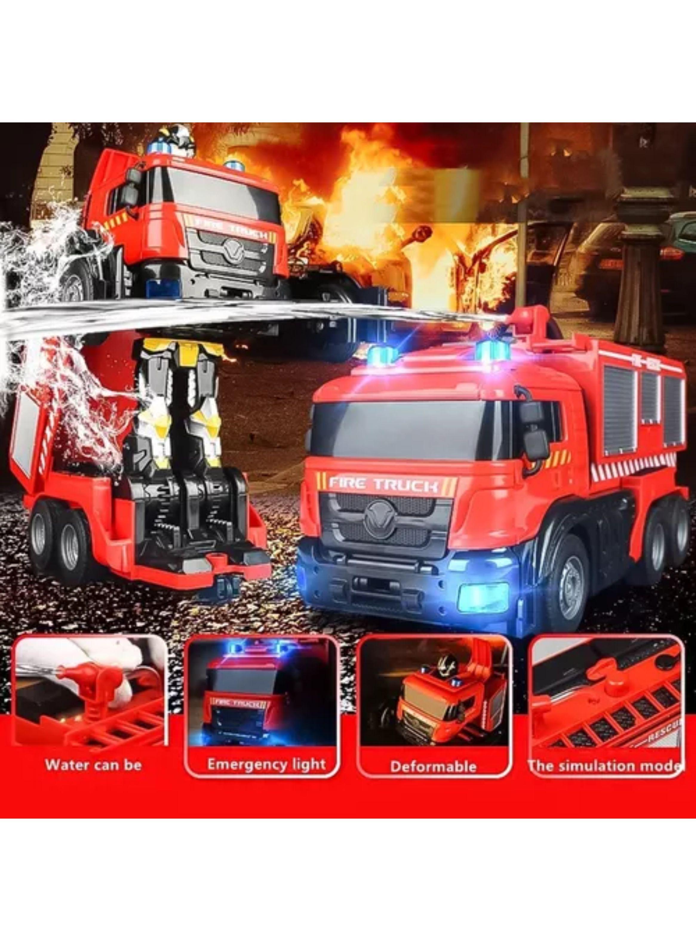 Camion Bomberos Transformer Lanza Agua  A Control Remoto-5