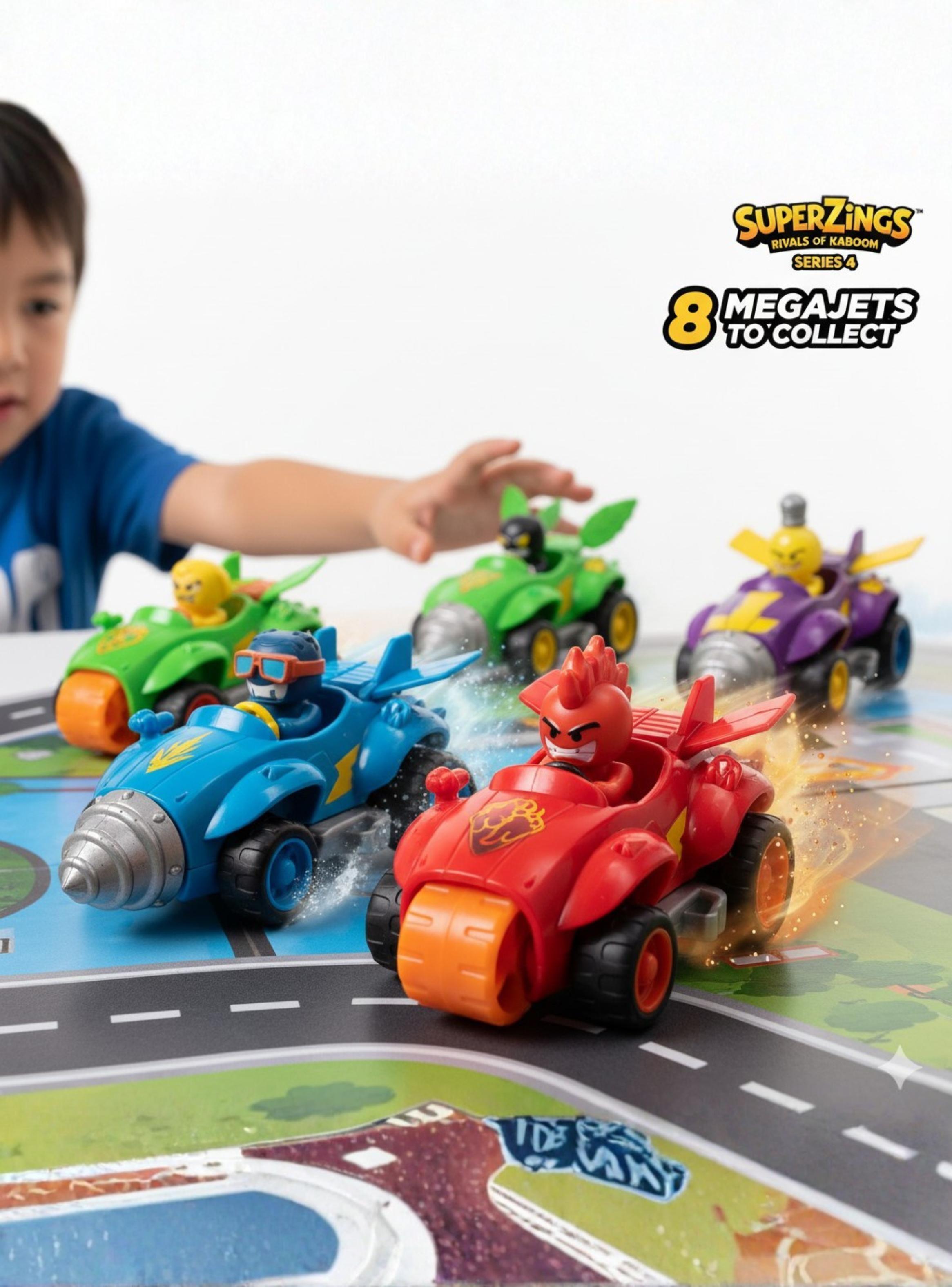 Superzings Caja 8 Megajet Set Completo Coleccionable Original Rivals of Kaboom-4