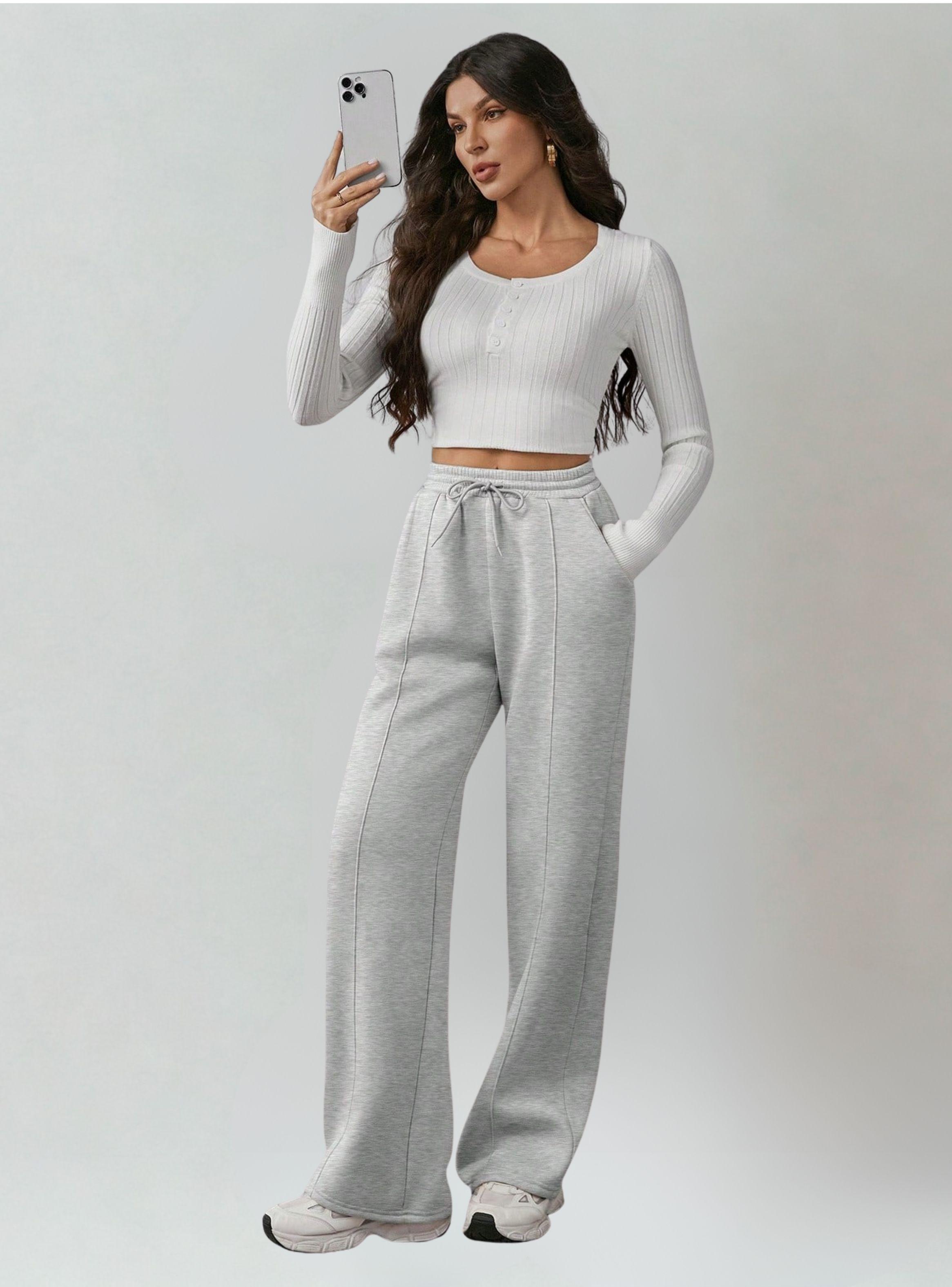 Pantalon Mujer Palazzo Buzo Jogger Algodon  Recto-1