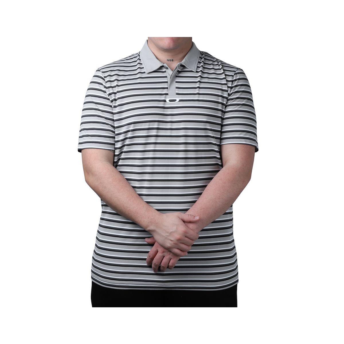 Polera Oakley Striped Piquet Fog Hombre Grey-0
