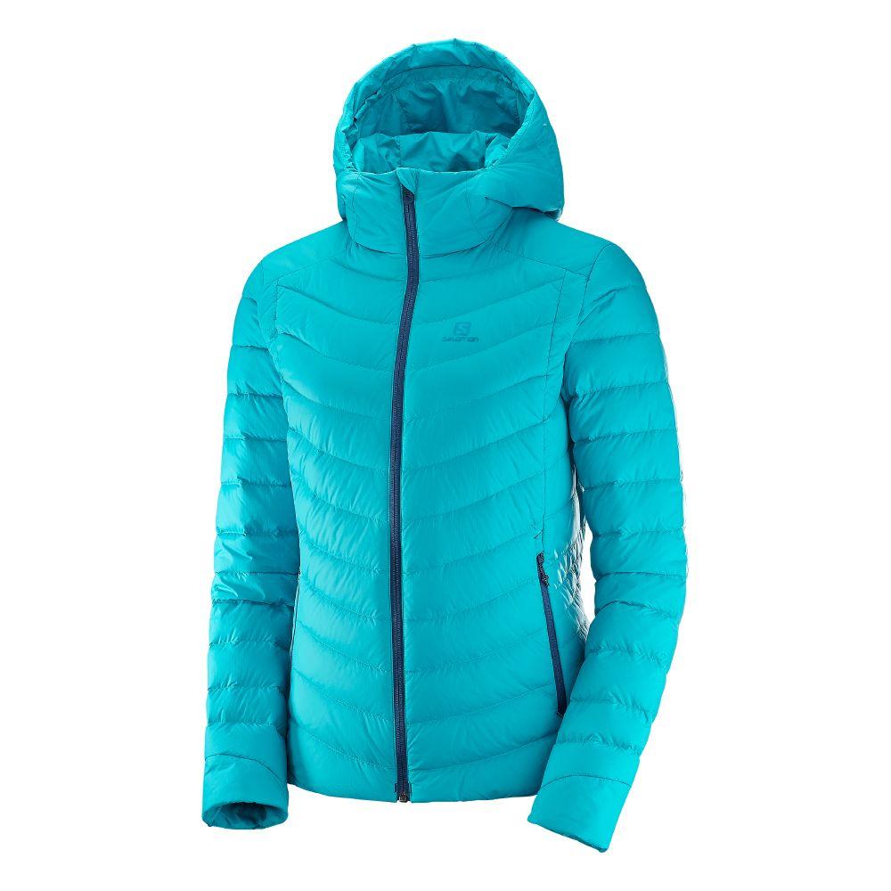 Chaqueta Mujer Halo Down Hoodie Celeste Salomon-0