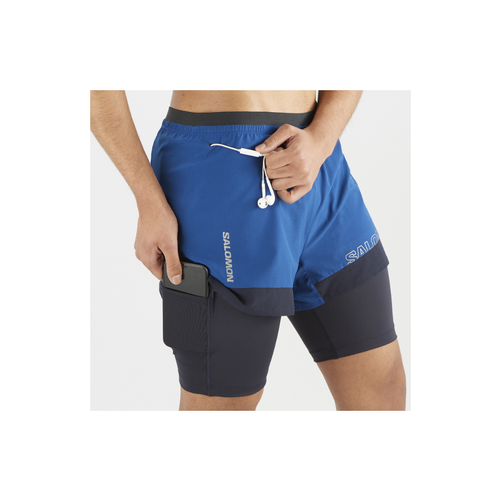 Short Hombre Cross 2in1 Azul Salomon-4