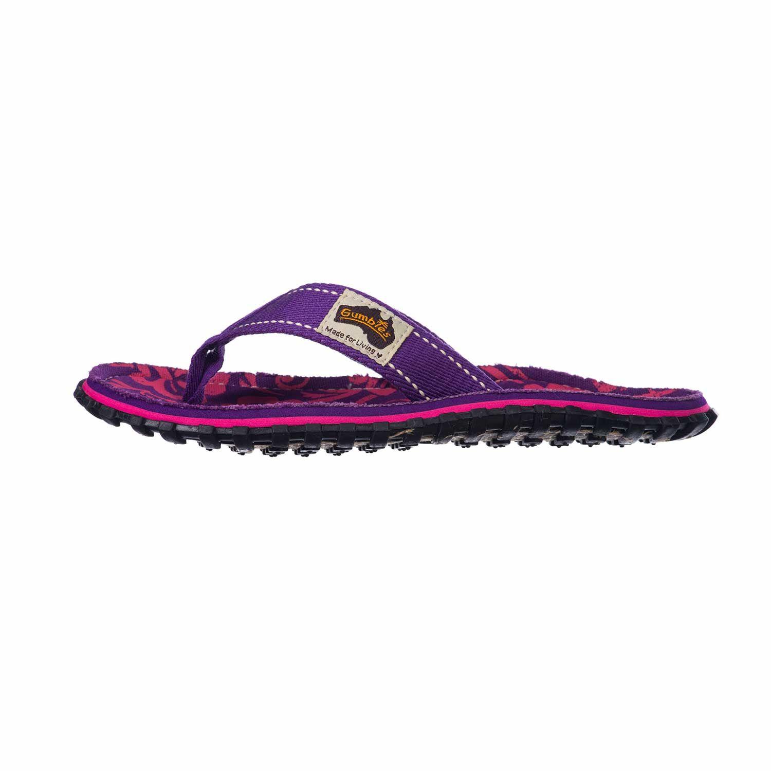 Sandalia Canvas Purple Hibiscuss Gumbies-2