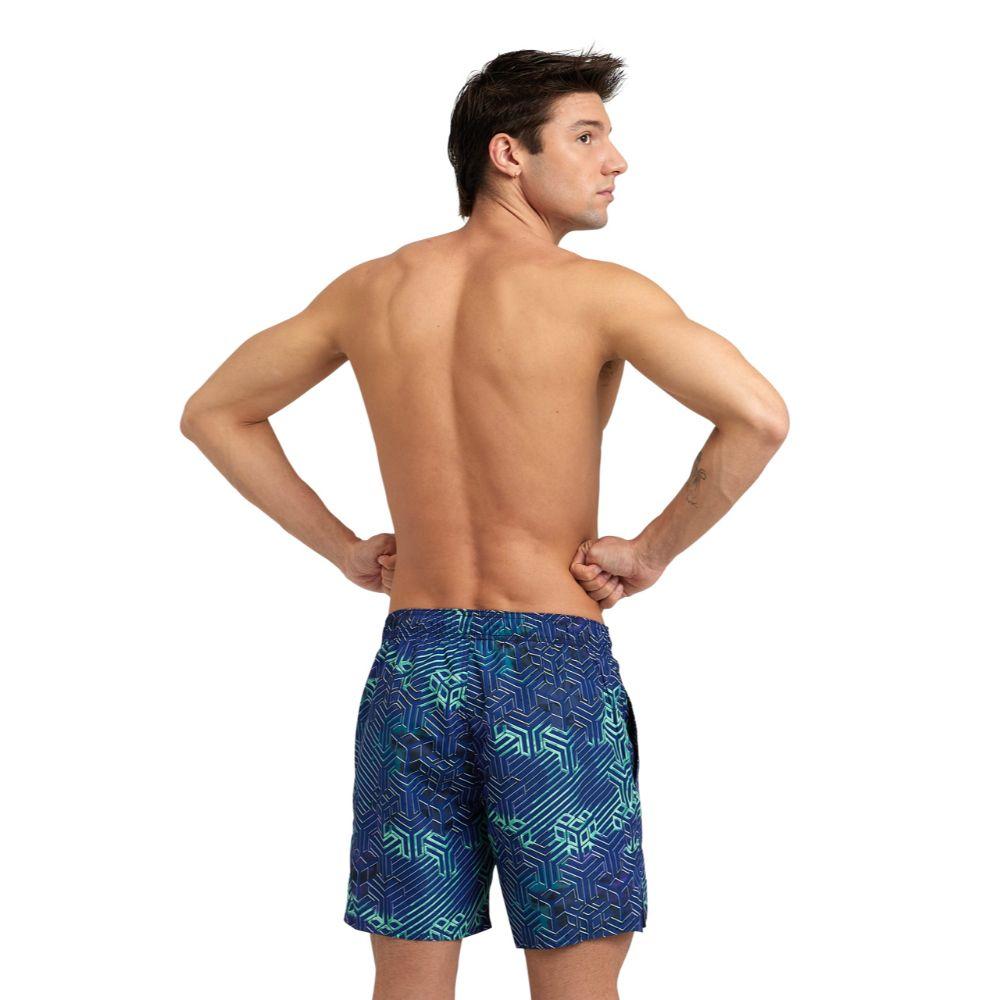 Short Playa Hombre Boxer Allover Azul Arena-5
