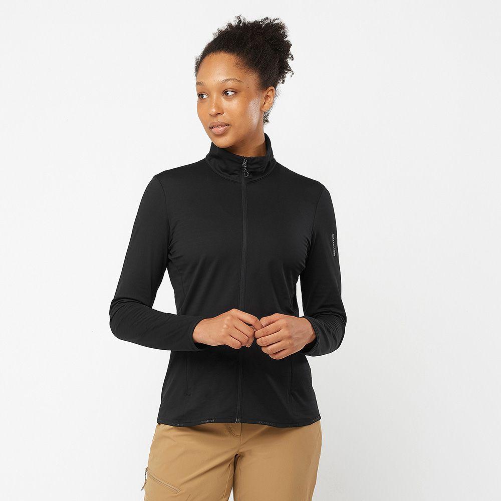 Polerón Mujer Outrack Full Zip Mid W Deep Black Salomon-1