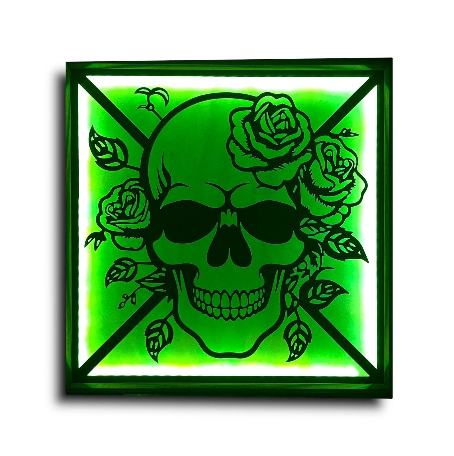 Cuadro Retroiluminado modelo Calavera con Rosas-2