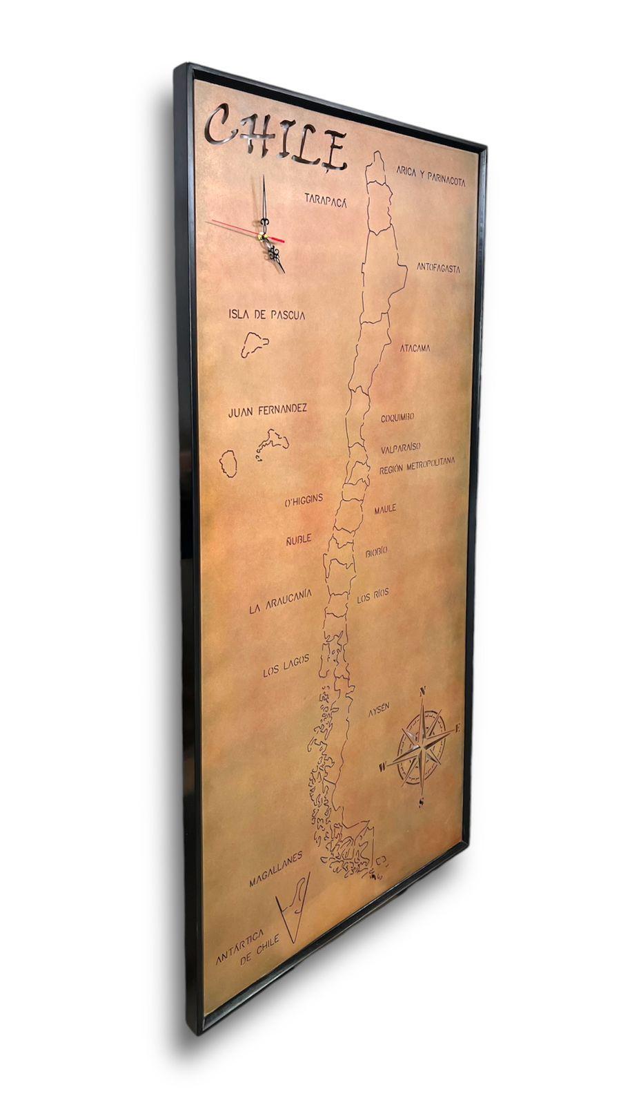 Cuadro Mapa de Chile Regional con Retroiluminación y Reloj-1