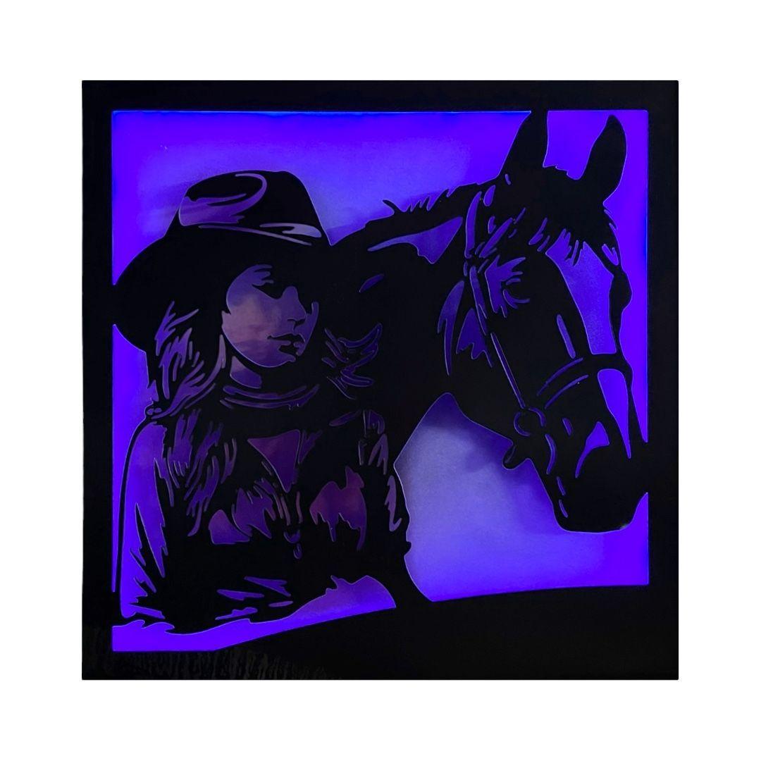Cuadro Retroiluminado modelo Mujer y Caballo-3