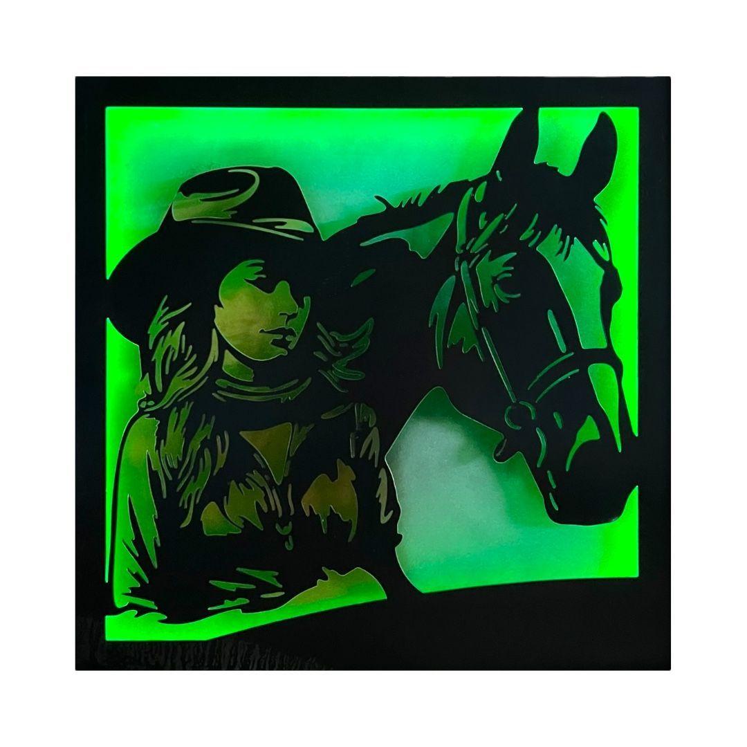 Cuadro Retroiluminado modelo Mujer y Caballo-4