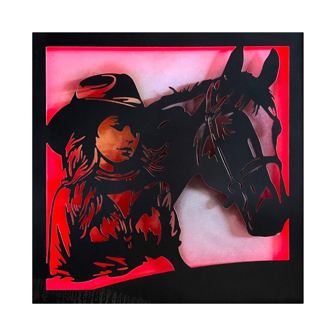 Cuadro Retroiluminado modelo Mujer y Caballo-5