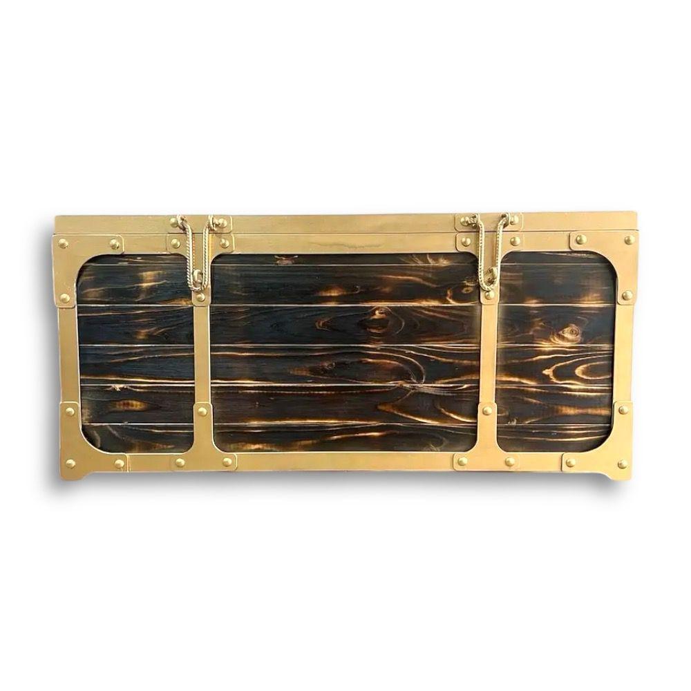 Baúl de Fierro color Oro con Madera Quemada-2