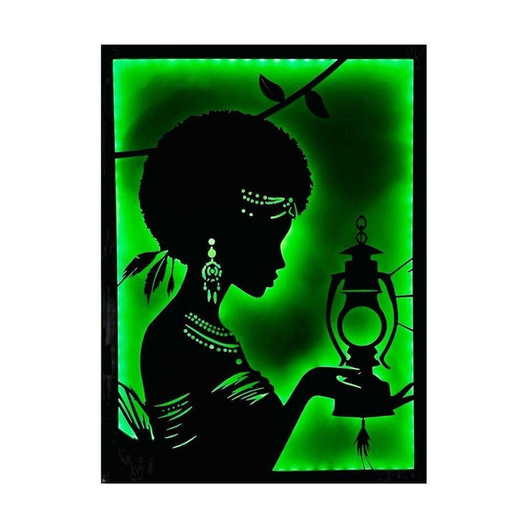 Cuadro Retroiluminado modelo Mujer con farol-3