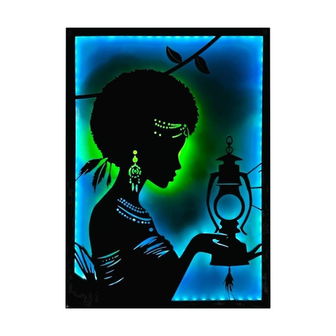 Cuadro Retroiluminado modelo Mujer con farol-4