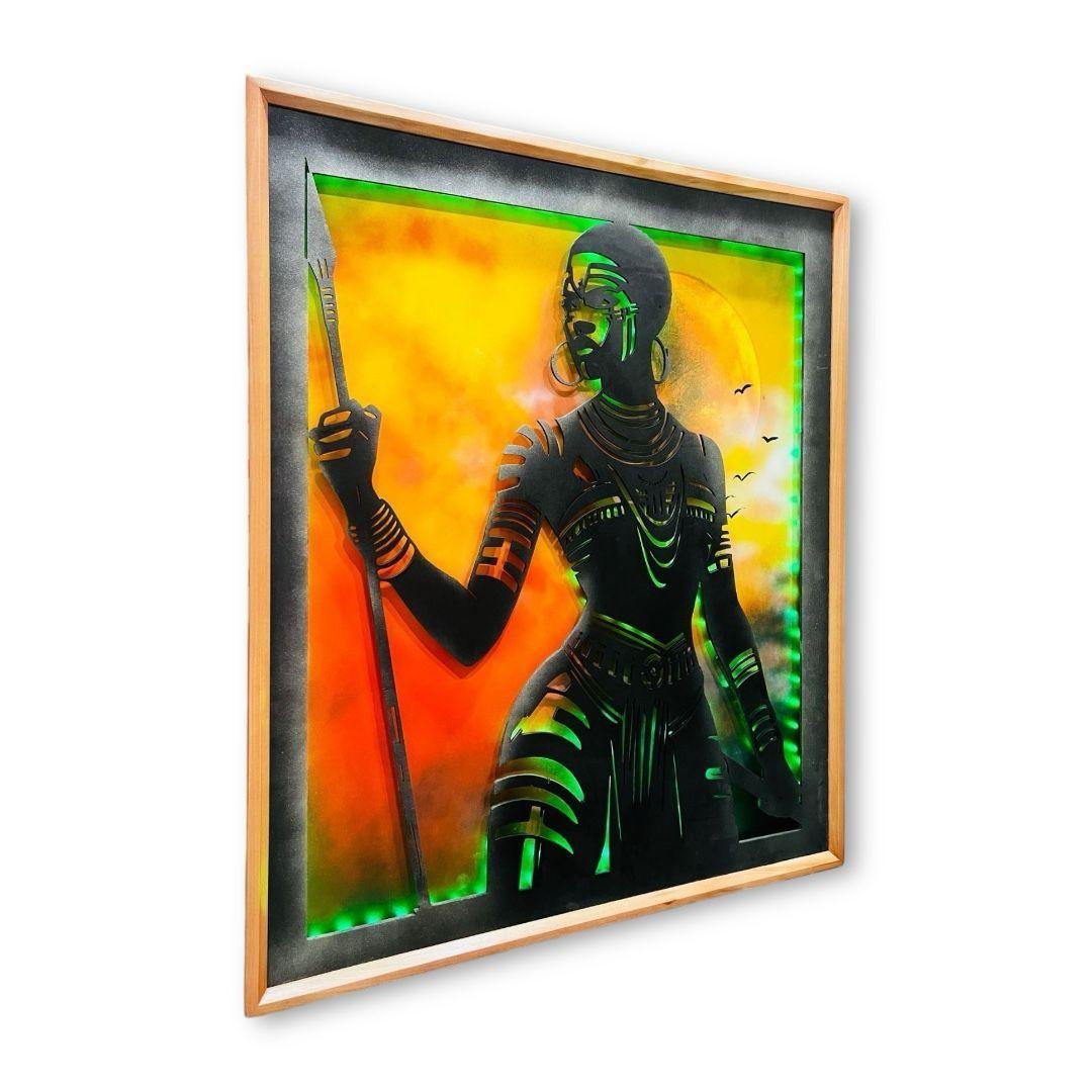 Cuadro Retroiluminado modelo Mujer guerrera-2