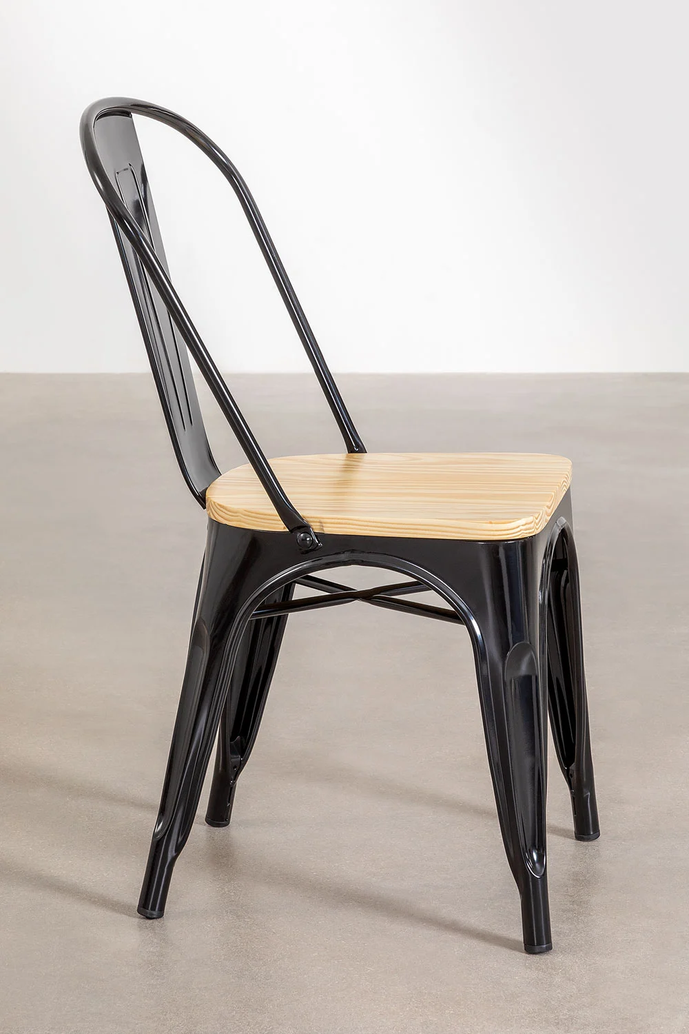 Comedor Tolix Mesa Cuadrada 70x70cm Y 4 Sillas Tolix Asiento Madera-4