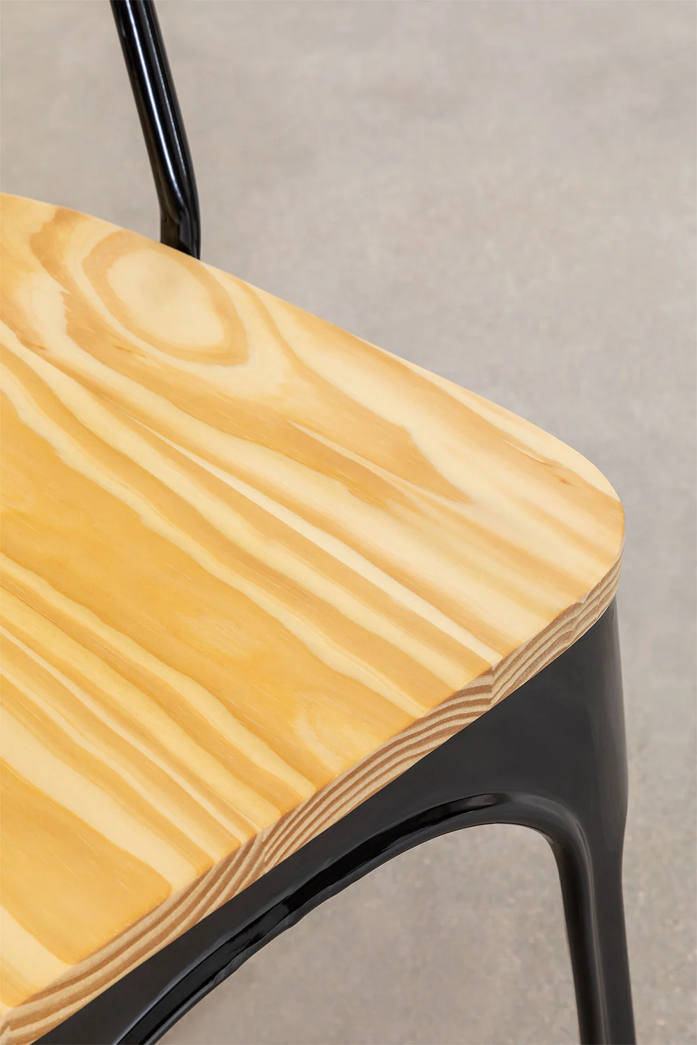Comedor Tolix Mesa Cuadrada 70x70cm Y 4 Sillas Tolix Asiento Madera-5