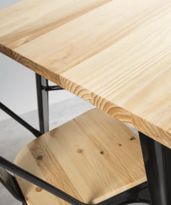 Mesa de Comedor Tolix Madera 80x80cm-3