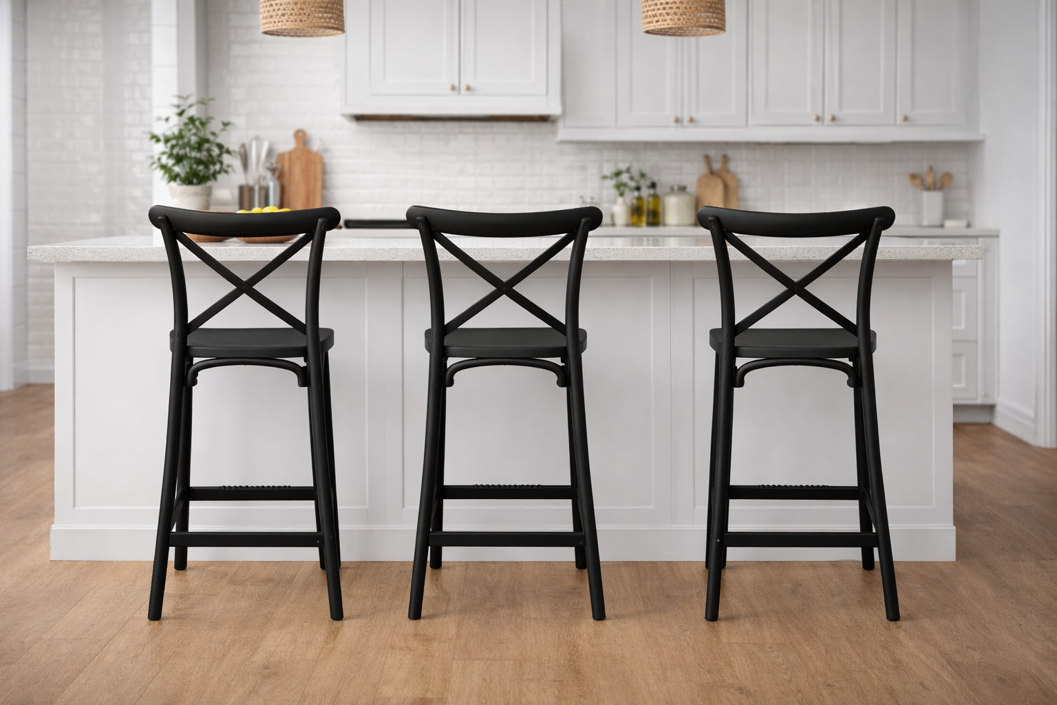 Taburete Bar Danubio Crossback Negro Polipropileno 66 cm Negro-4