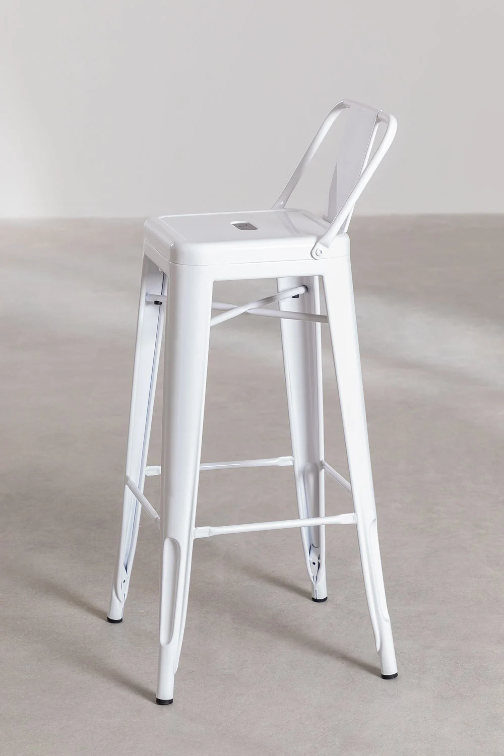 Pack 4 Pisos y sillas bar MKP Tolix Clásico Blanco 66cm-3