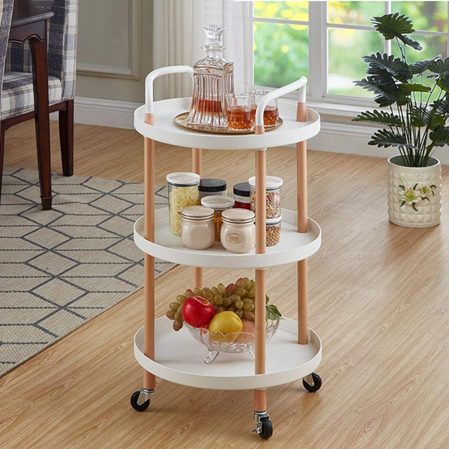 Carro Organizador De Cocina Con 3 Niveles Y Ruedas Blanco-5
