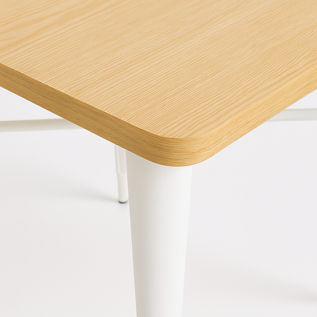 Mesa Comedor Tolix Madera 70x70x75cm Blanca-2