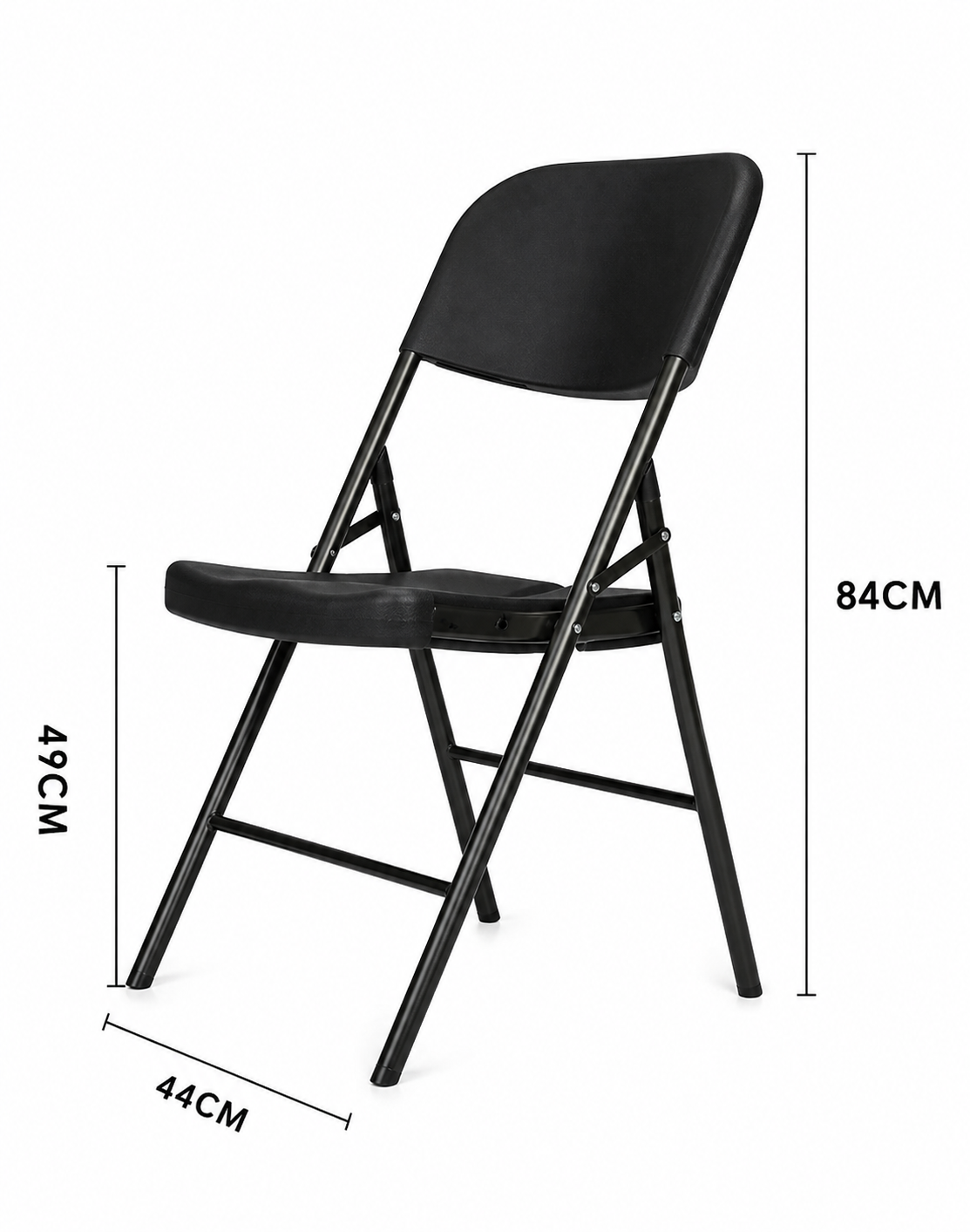 Silla Plegable Negra de Polipropileno y Metal – Resistente y Fácil de Guardar-3