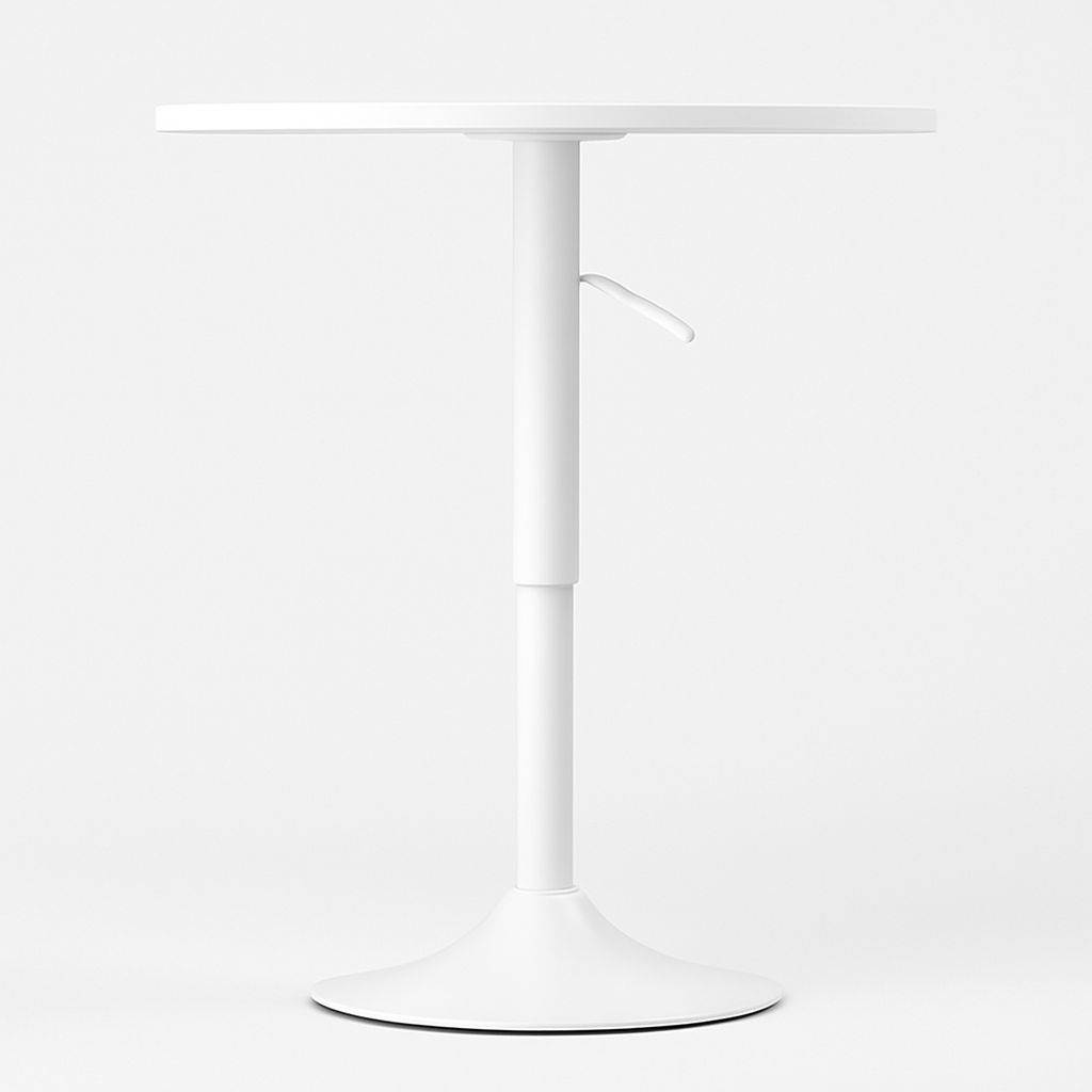 Mesa Bar Centro Altura Regulable 60cm Diámetro Full Blanca-1